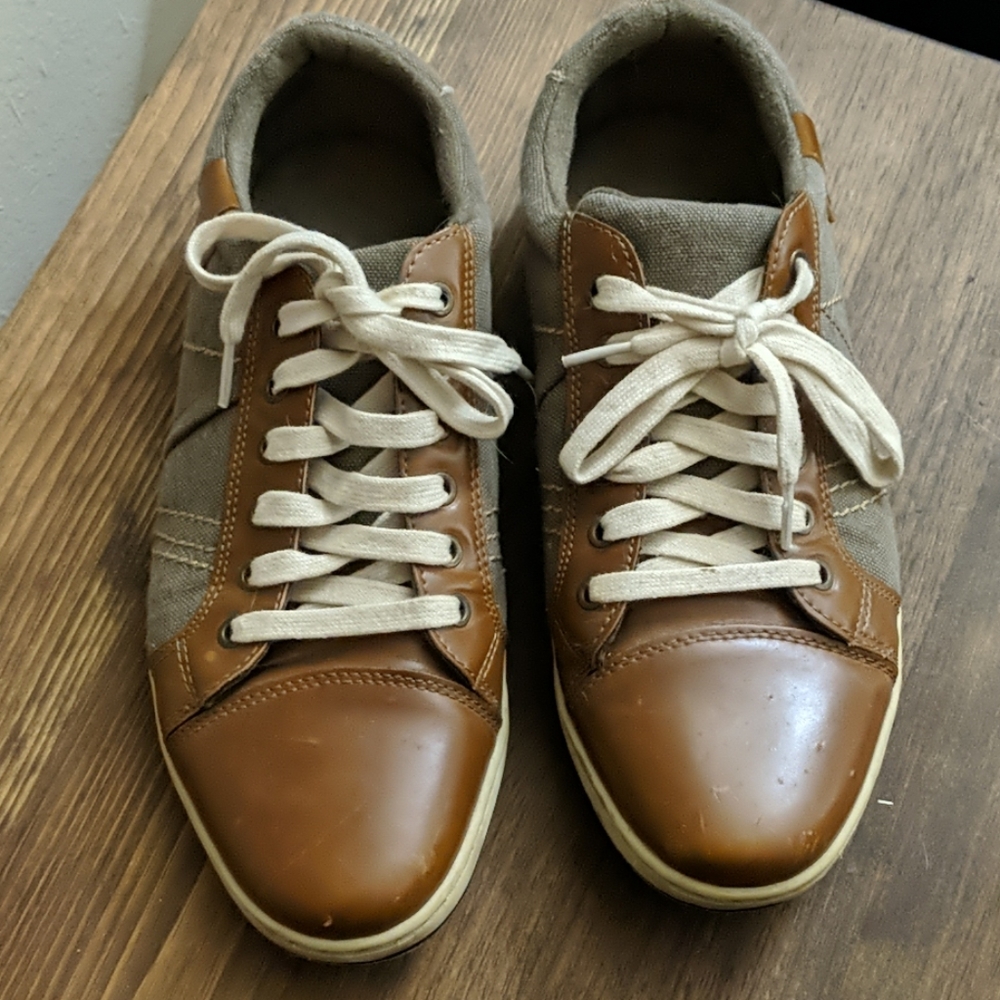 Kohls Mens Brown & Gray Oxfords Leather & Canvas